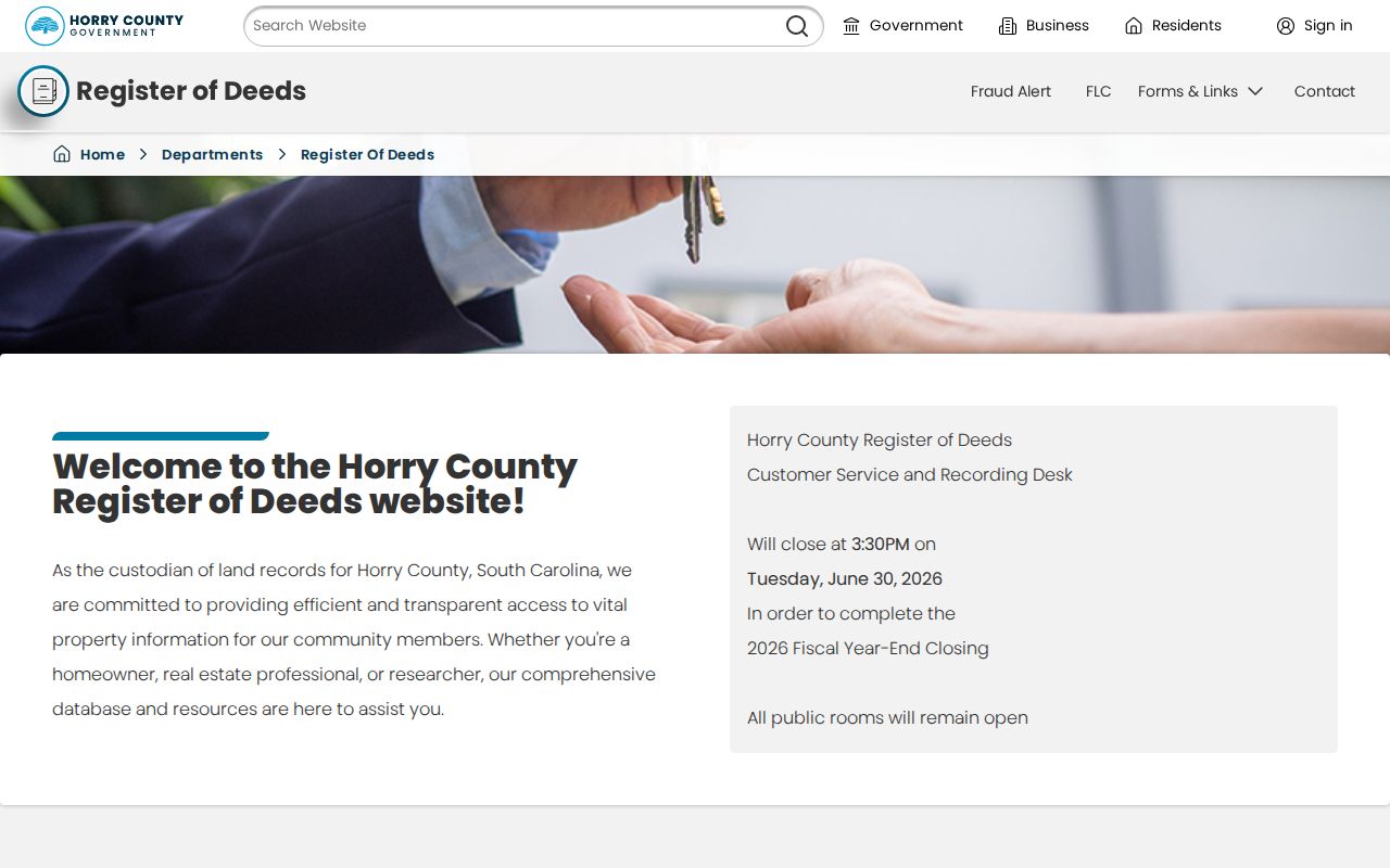 Carolina Forest residents directory Register of Deeds office access