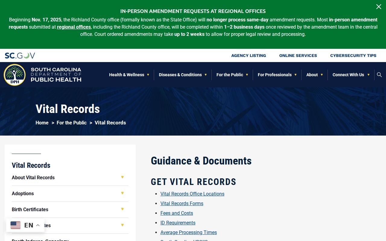 Carolina Forest residents directory South Carolina vital records access
