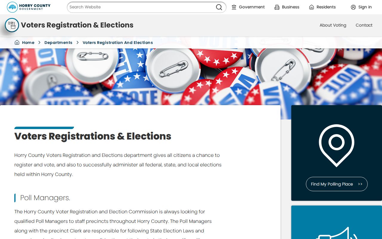 Carolina Forest residents directory Horry County elections office