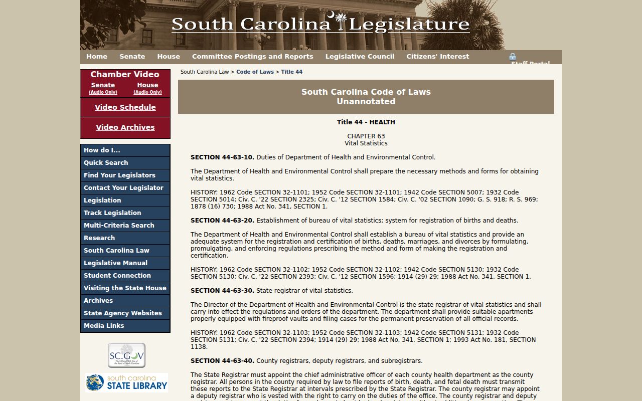 Carolina Forest previous residents South Carolina vital-record access code