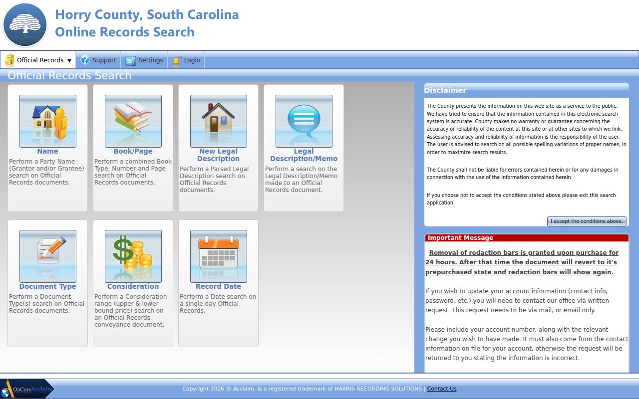 Carolina Forest previous residents Horry County Acclaim Official Records search