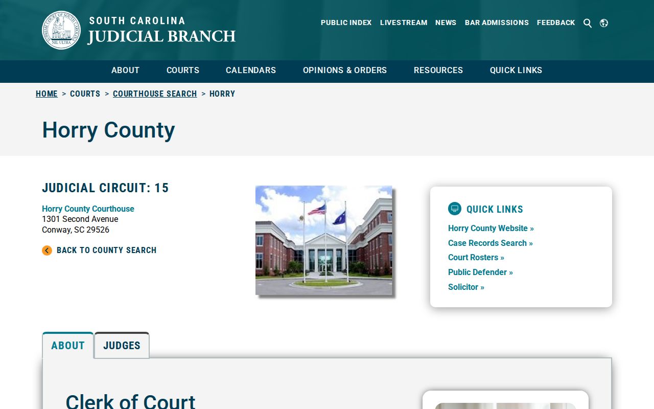 Carolina Forest resident lookup through the Fifteenth Judicial Circuit Horry County court profile