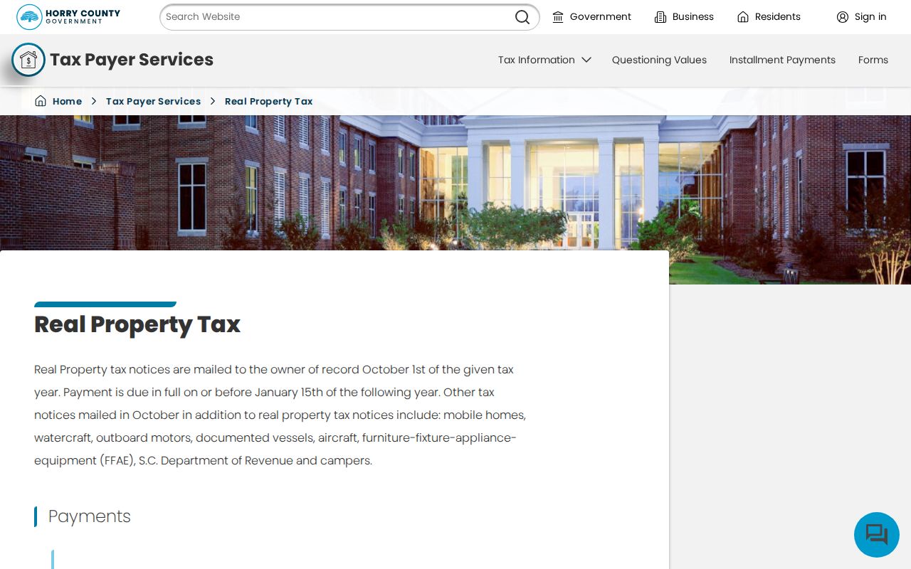 Carolina Forest ZIP code image of Horry County real-property tax information